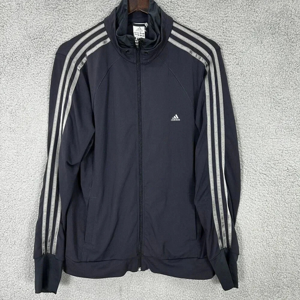 Vintage Y2K Adidas Track Jacket Mens XL Gray Full Zip Training Gym Trefoil Gorp